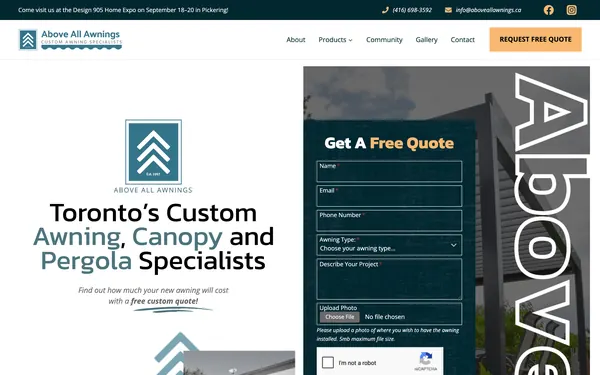Home page of Above All Awnings