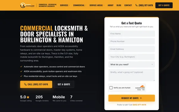Home page of Treco Locksmith